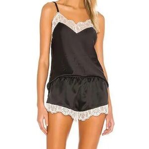 Flora Nikrooz Black Satin Gabby Pajama Set